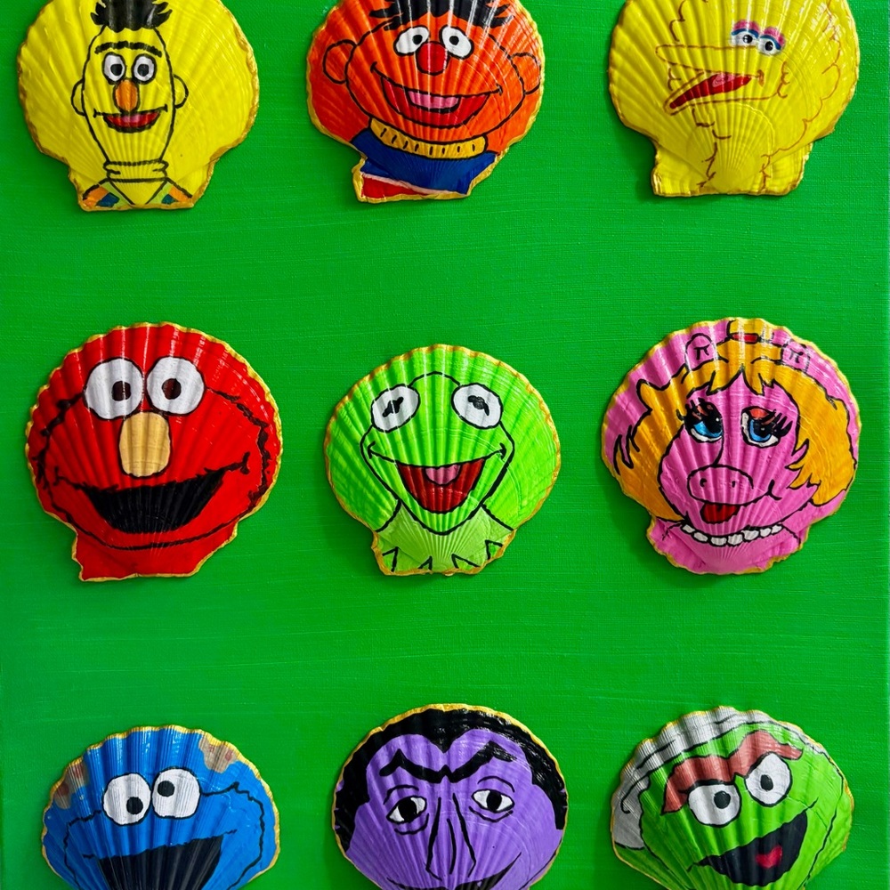 All Your Favorite Sesame Street Characters hand-painted Seashell Art original